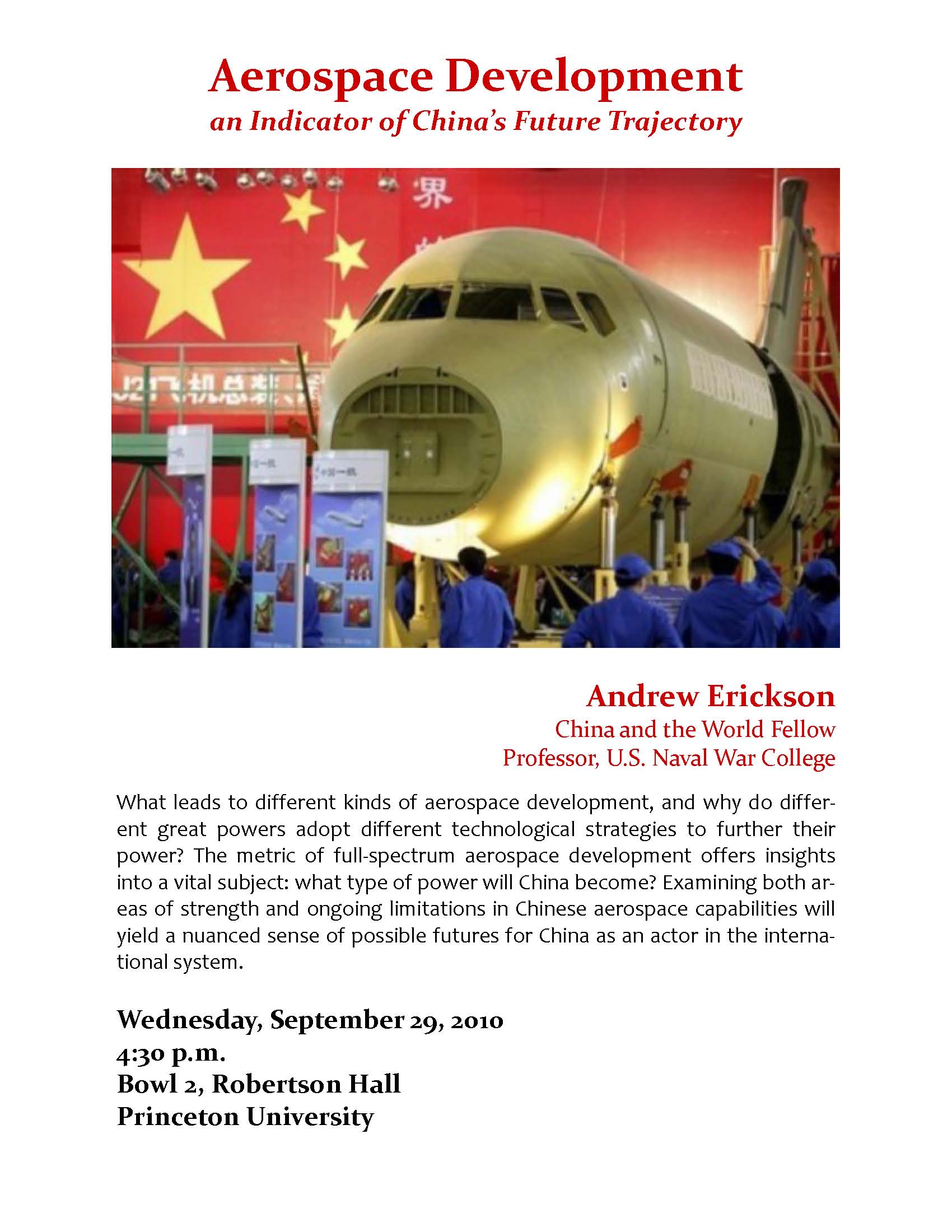 Princeton University--Aerospace Development Lecture--Details
