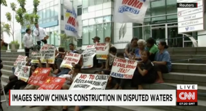 CNN_SCS_China Airstrip Construction_20150417_1920_03_Philippine Protest