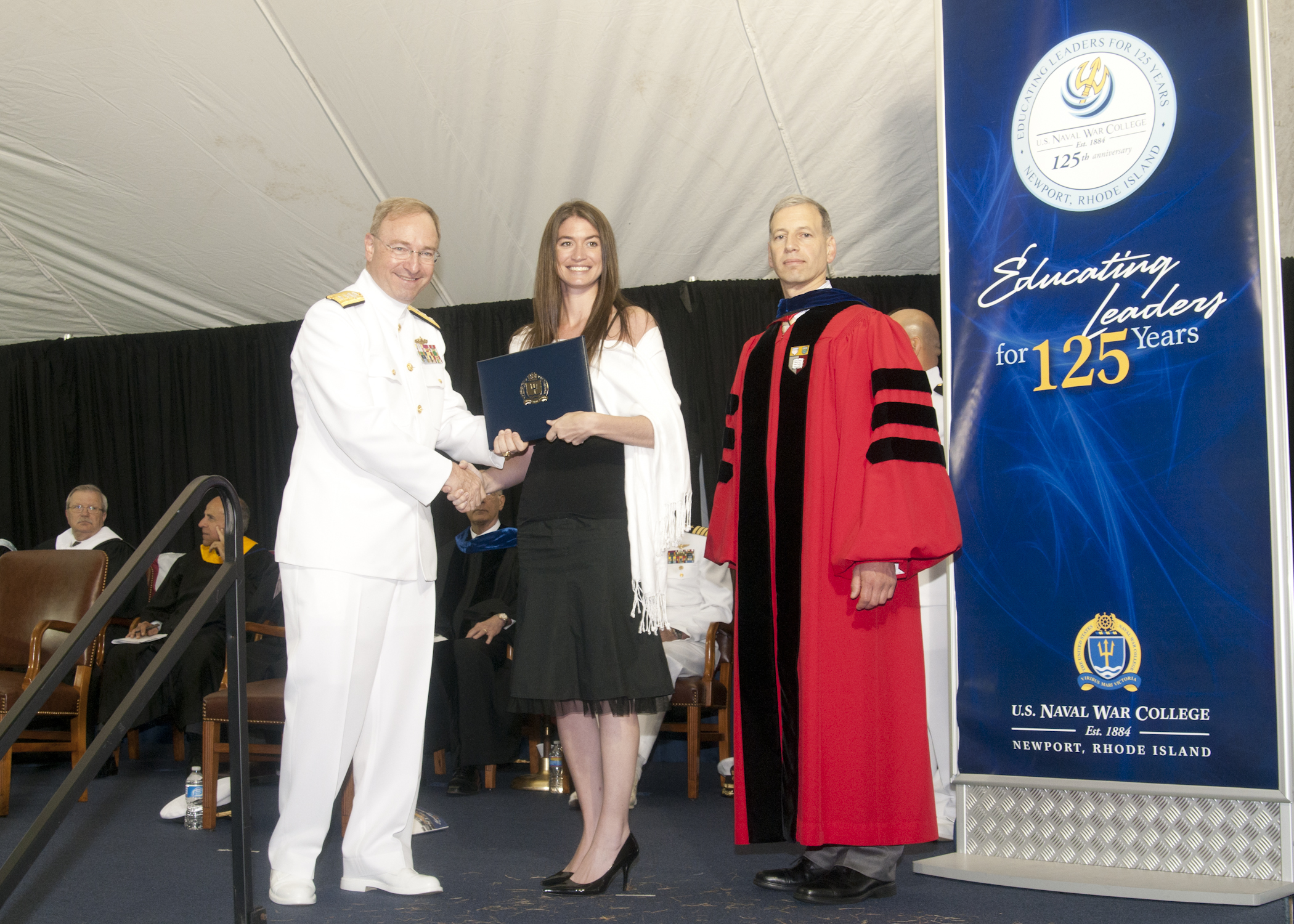 Naval War College Graduation Ceremony at the Naval War College in Newport, RI. The resident graduating class included 303 members of the Navy, Marine Corps, Air Force, Army, Coast Guard, and civilian government employees as well as 120 international students from 68 countries. Of the 1,042 College of Distance Education graduates throughout the world, 108 traveled to Newport to participate in the ceremony. (U.S. Navy photo by Chief Electronics Technician James B Clarke)