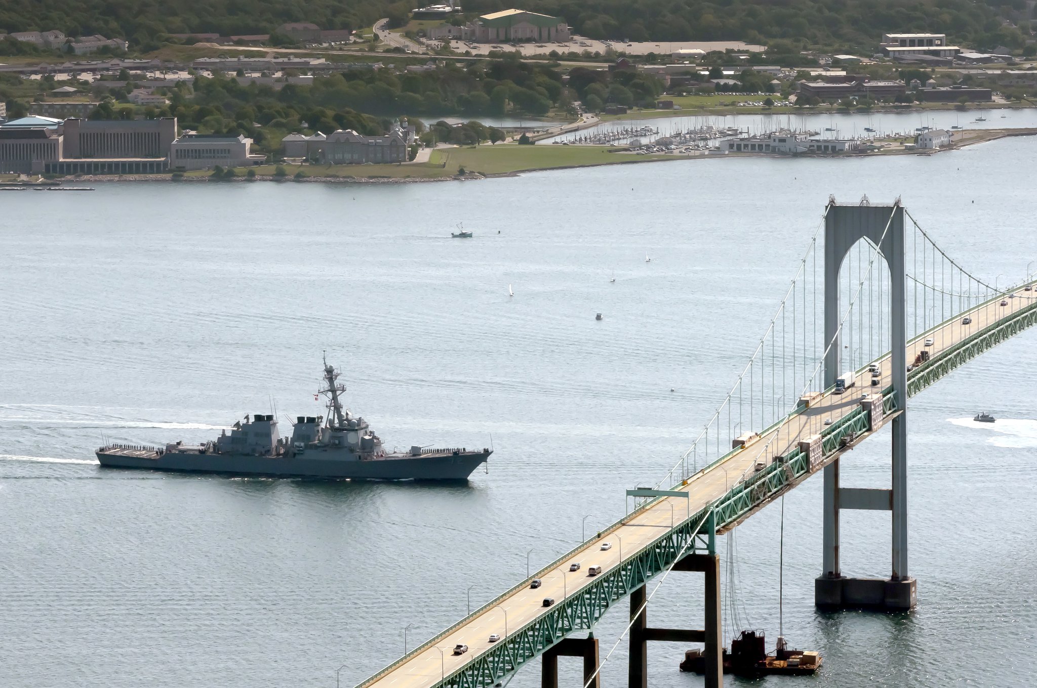 Naval War College_Photo_Water View_USS Mahan_Newport Bridge