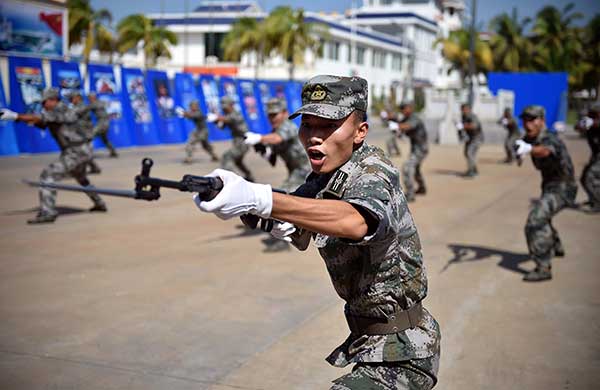 Maritime militia in Sansha, Hainan province, demonstrate their training in July